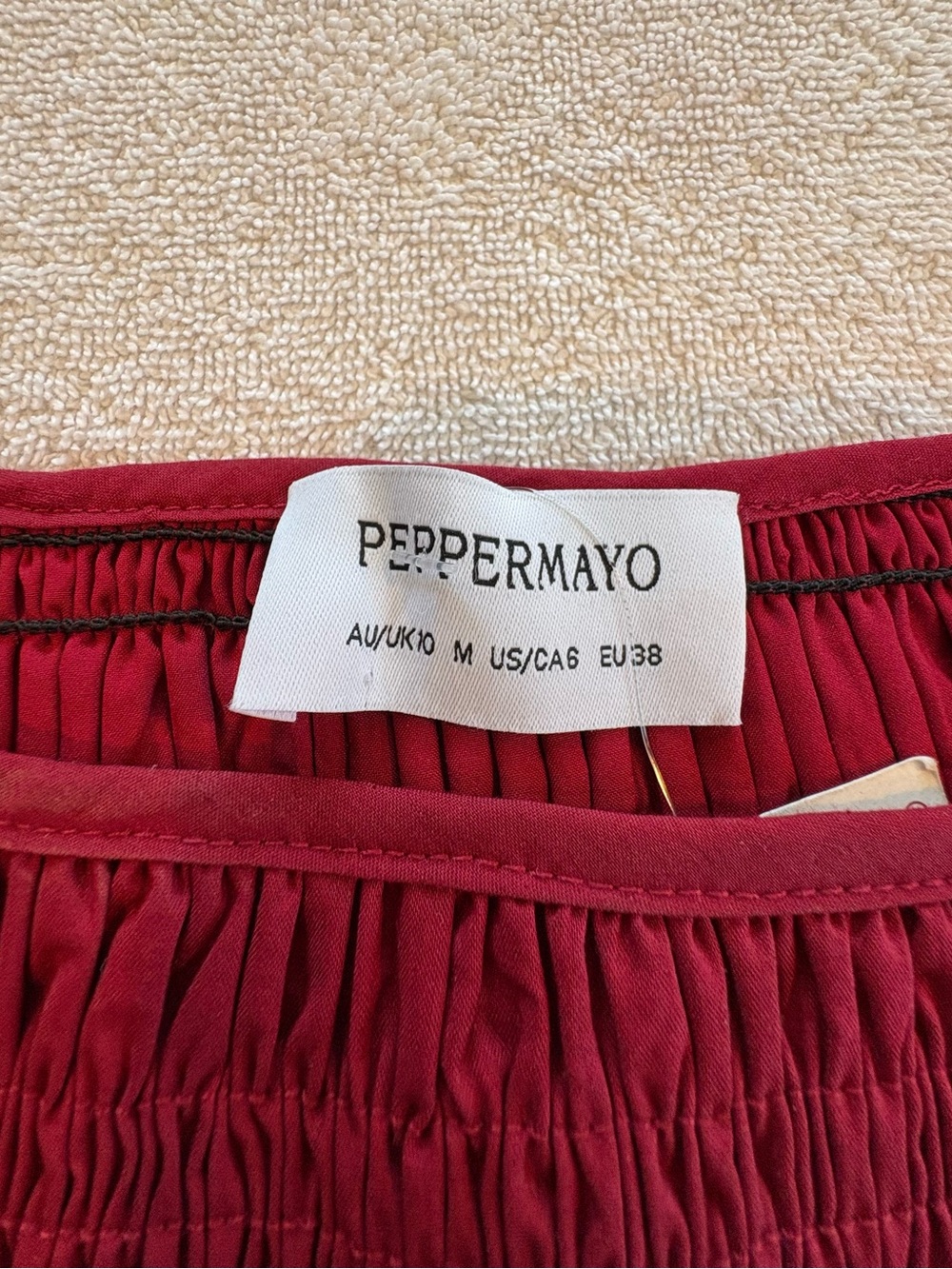 Pepper Mayo Garden Kisses Burgundy Sheer Ruffle Dress Size 6 Rush Cocktail - Picture 10 of 12